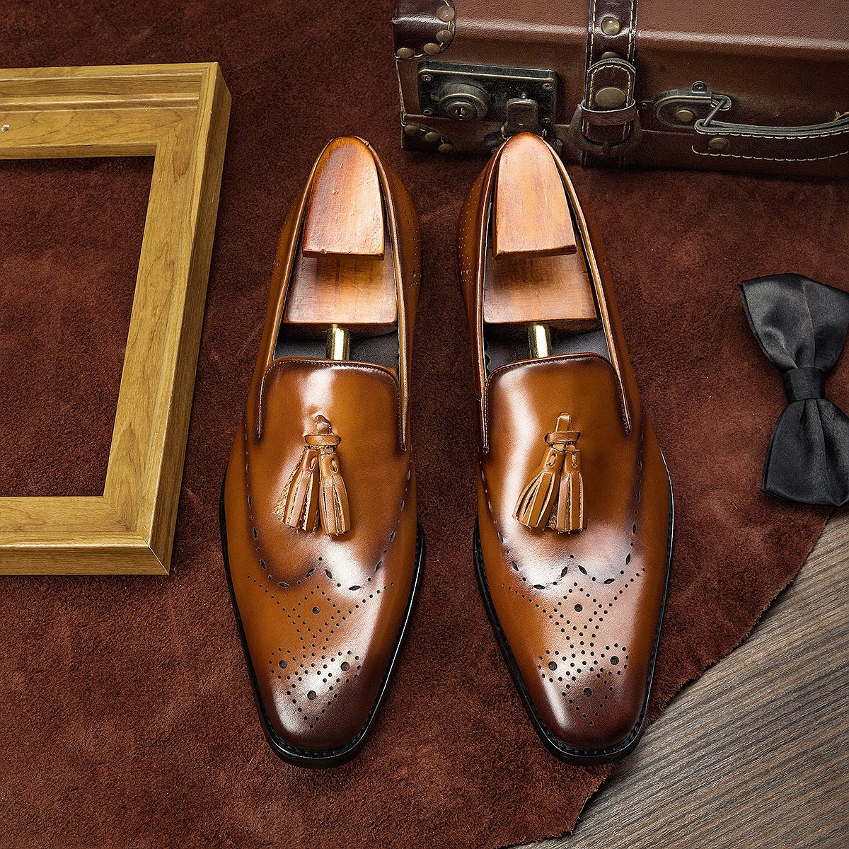 Men's Quality Korean Style Tassel Cowhide British Men's Shoes