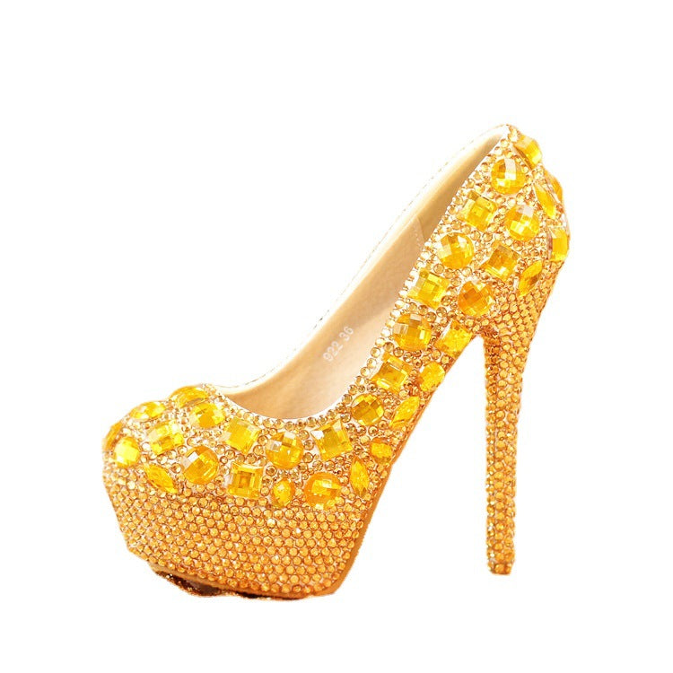 Plus Size White Rhinestone Wedding Pumps Women's Shoes