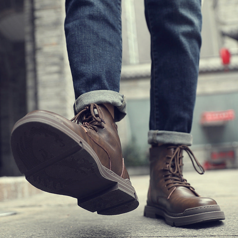 Men's High Top British Style Plus Veet Boots