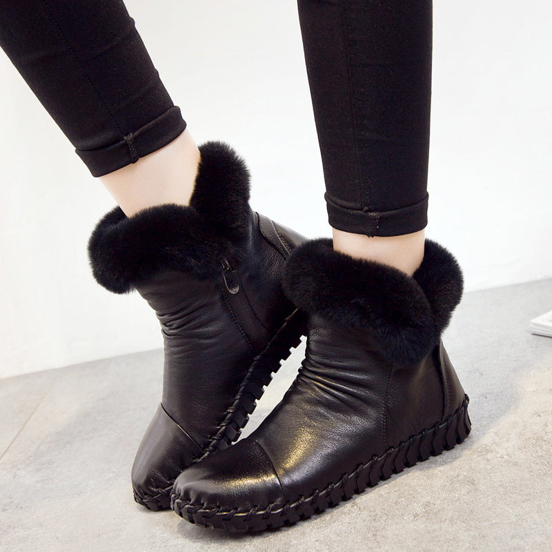 Women's Sewing Top Layer Cowhide Comfortable Soft Boots