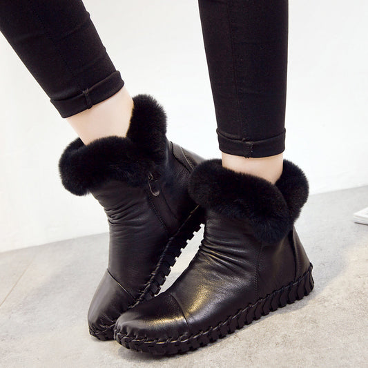 Women's Sewing Top Layer Cowhide Comfortable Soft Boots