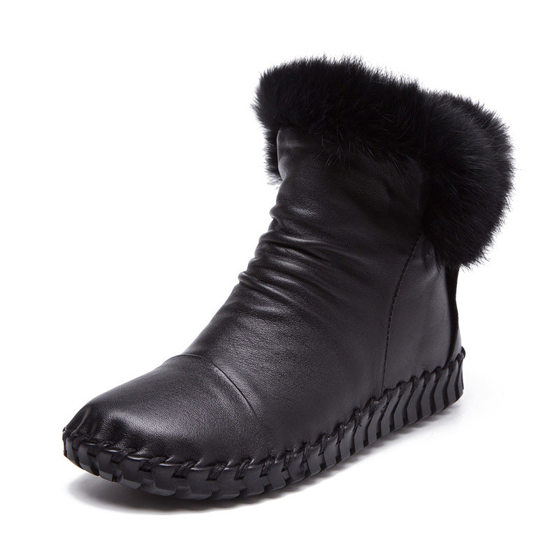 Women's Winter Fashion Round Toe With Fur Boots