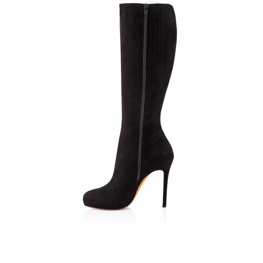 Women's High-heeled Knee-high Winter Long Round Toe Boots