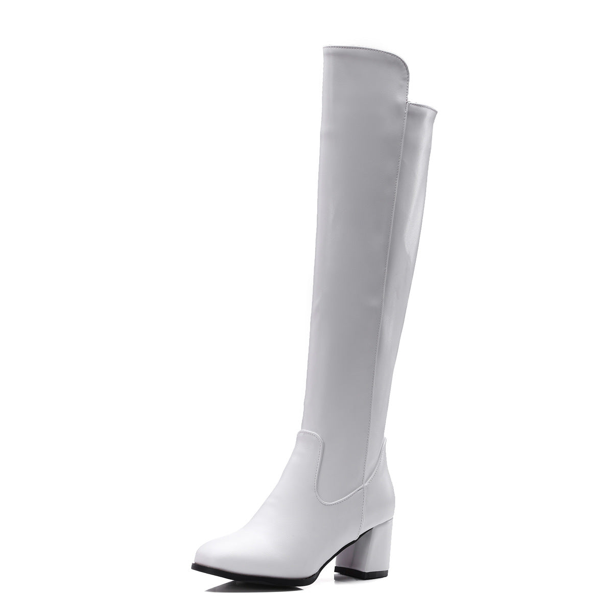 Women's Size Slimming Knee-length Thick High Side Zipper Knight Boots