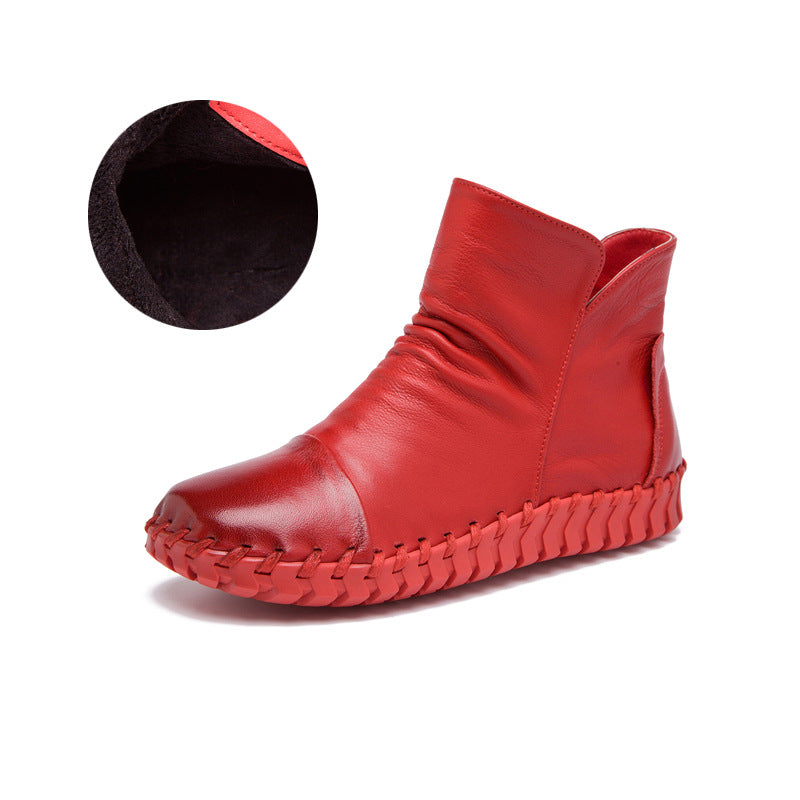 Women's Layer Soft Cowhide Comfortable Bottom Short Fashion Women's Leather Boots