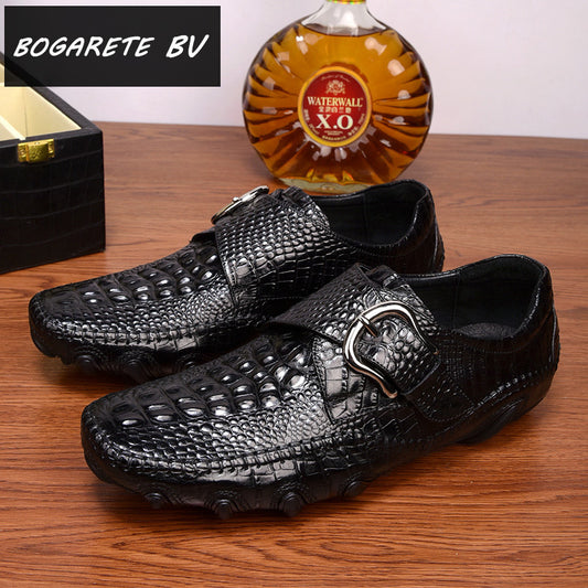 Men's Pedal Crocodile Pattern Advanced Soft Bottom Lazy First Casual Shoes