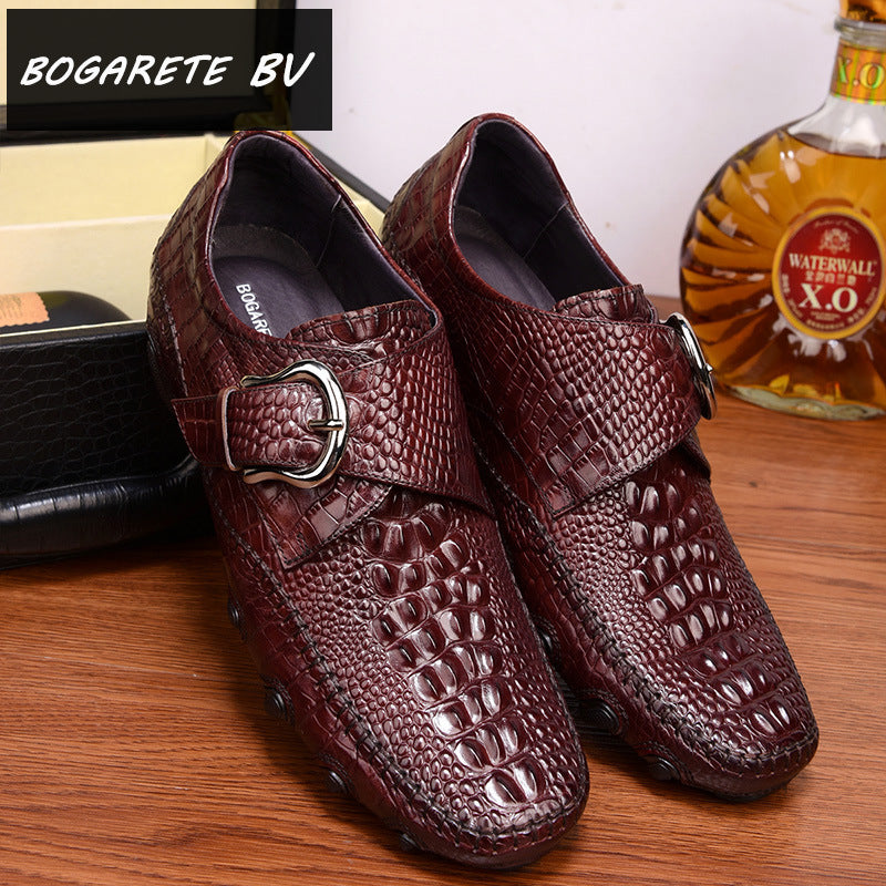 Men's Pedal Crocodile Pattern Advanced Soft Bottom Lazy First Casual Shoes