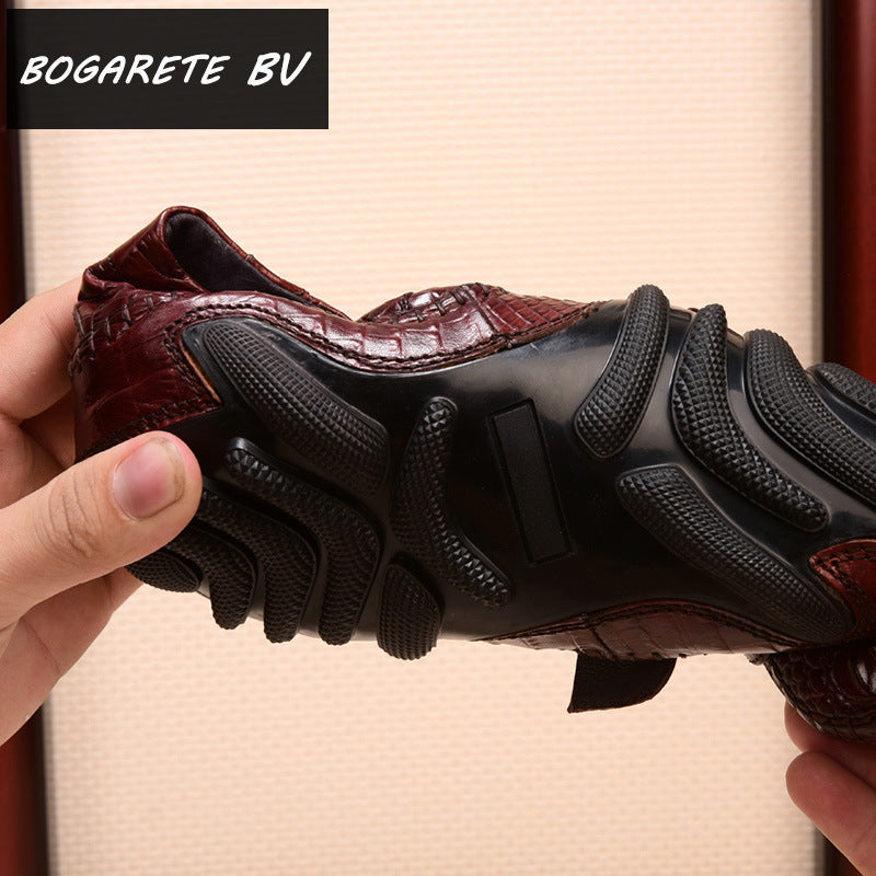 Men's Pedal Crocodile Pattern Advanced Soft Bottom Lazy First Casual Shoes