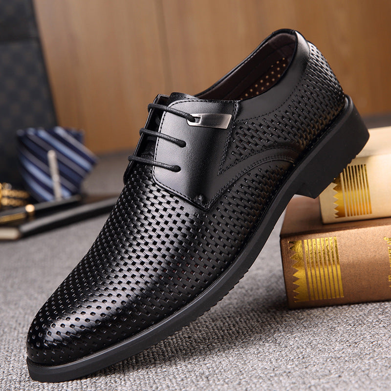 Men's Cowhide Hollow Comfortable Breathable Fashion Lightweight Leather Shoes
