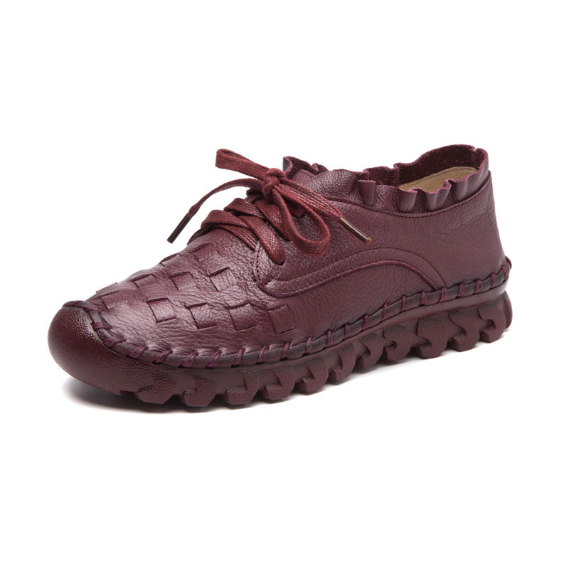 Women's Autumn Round Toe Genuine Low Flats Men's Shoes