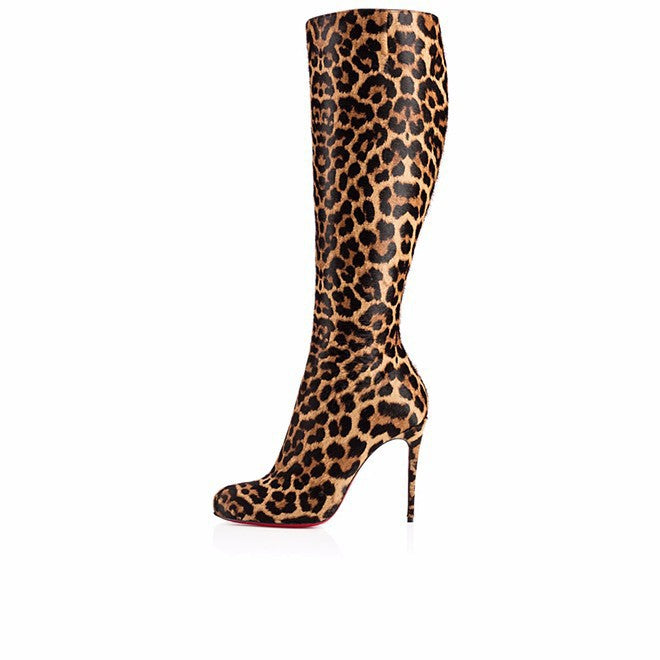 Women's High-heeled Knee-high Winter Long Round Toe Boots