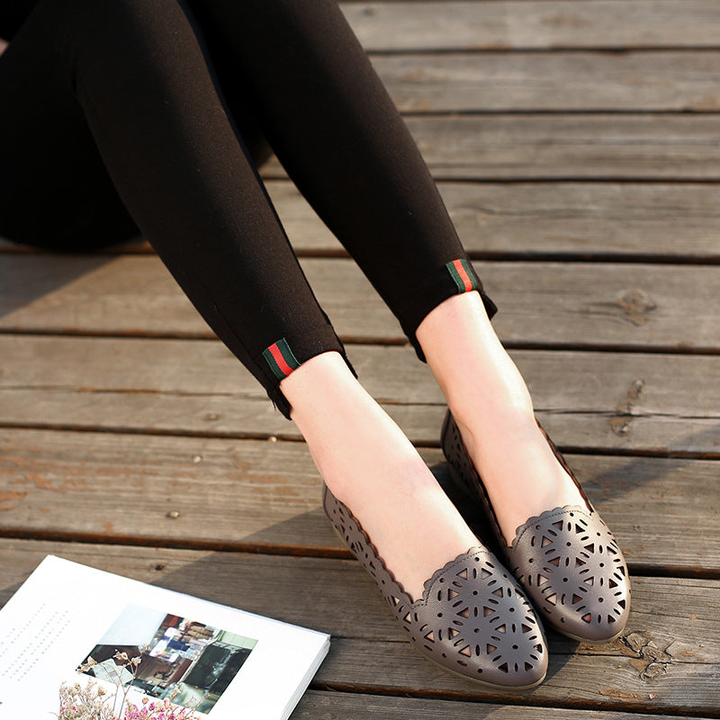 Women's Pumps Flat Hollow Low-cut Hole Pointed Toe Sandals