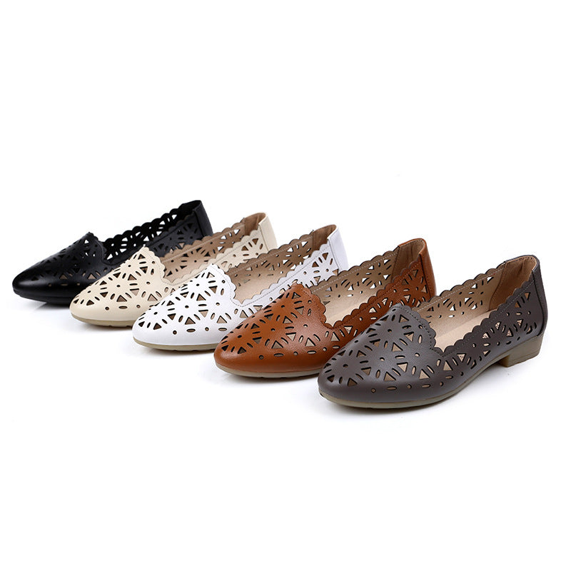Women's Pumps Flat Hollow Low-cut Hole Pointed Toe Sandals