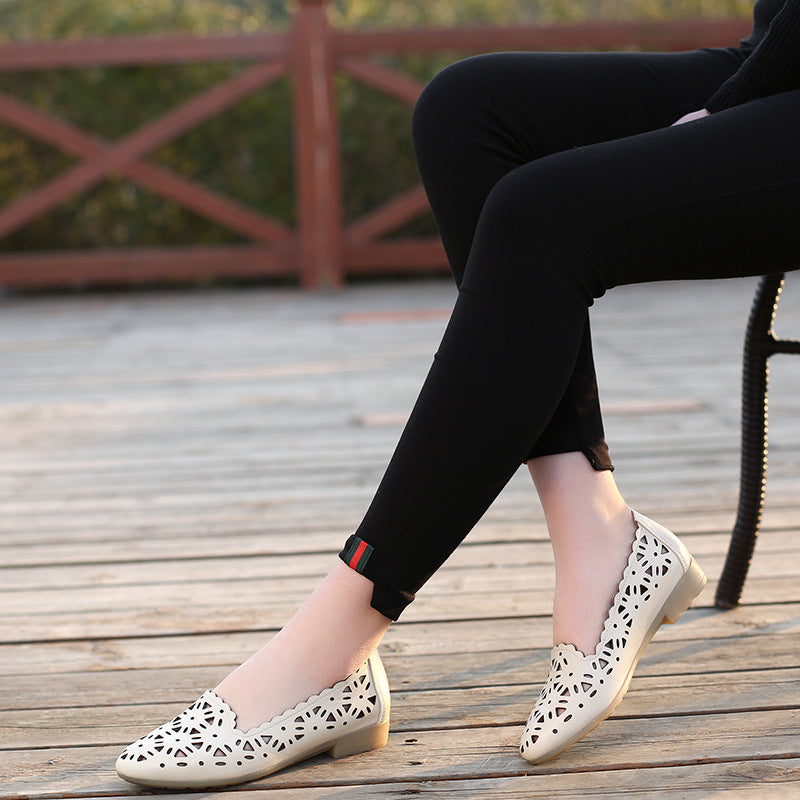 Women's Pumps Flat Hollow Low-cut Hole Pointed Toe Sandals