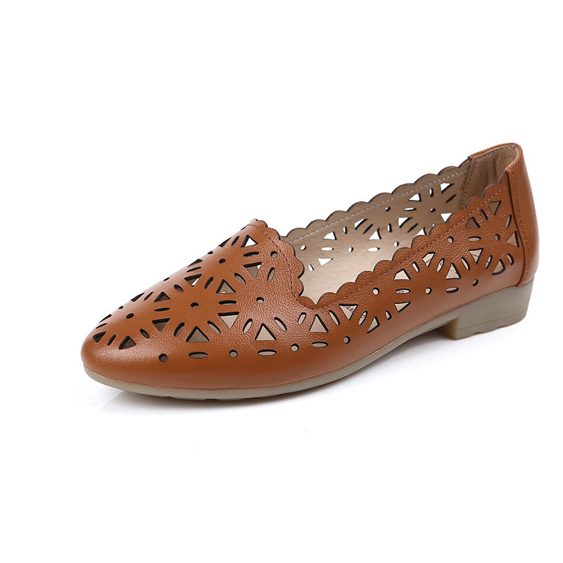 Women's Pumps Flat Hollow Low-cut Hole Pointed Toe Sandals