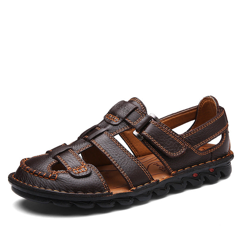 Men's Durable Cowhide Summer Beach Genuine Sandals
