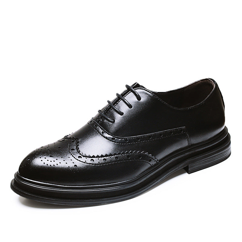 Men's Plus Size Formal Brogue British Pointed Business Leather Shoes