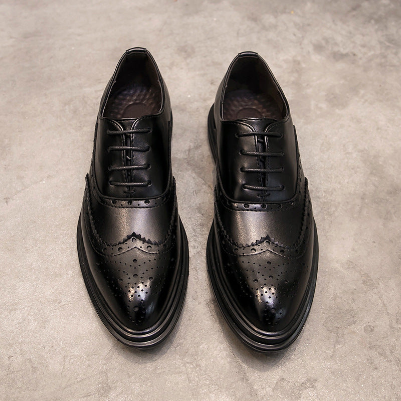 Men's Plus Size Formal Brogue British Pointed Business Leather Shoes