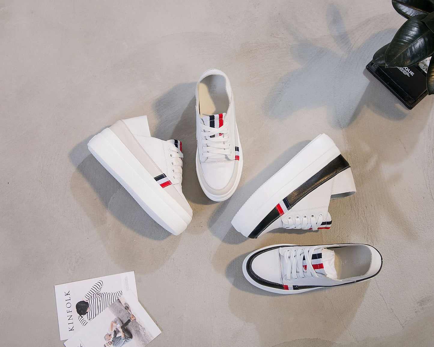Women's Platform White Height Increasing Korean Style Genuine Women's Casual Shoes