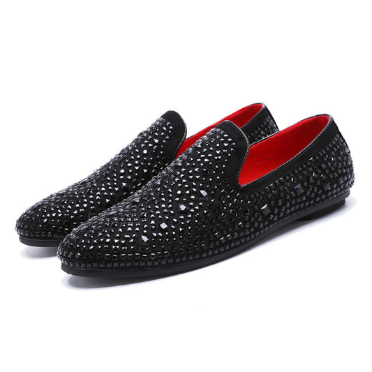 Men's Korean Style Fashion Rivet Rhinestone Slip-on Loafers