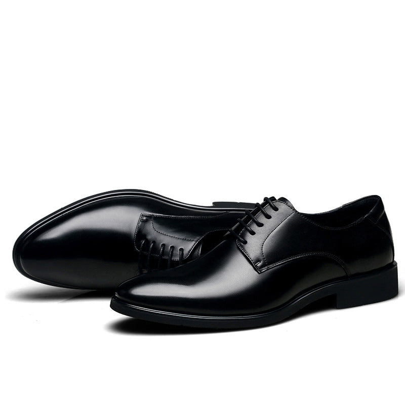 Men's Pointed Black British Trend Plus Size Leather Shoes