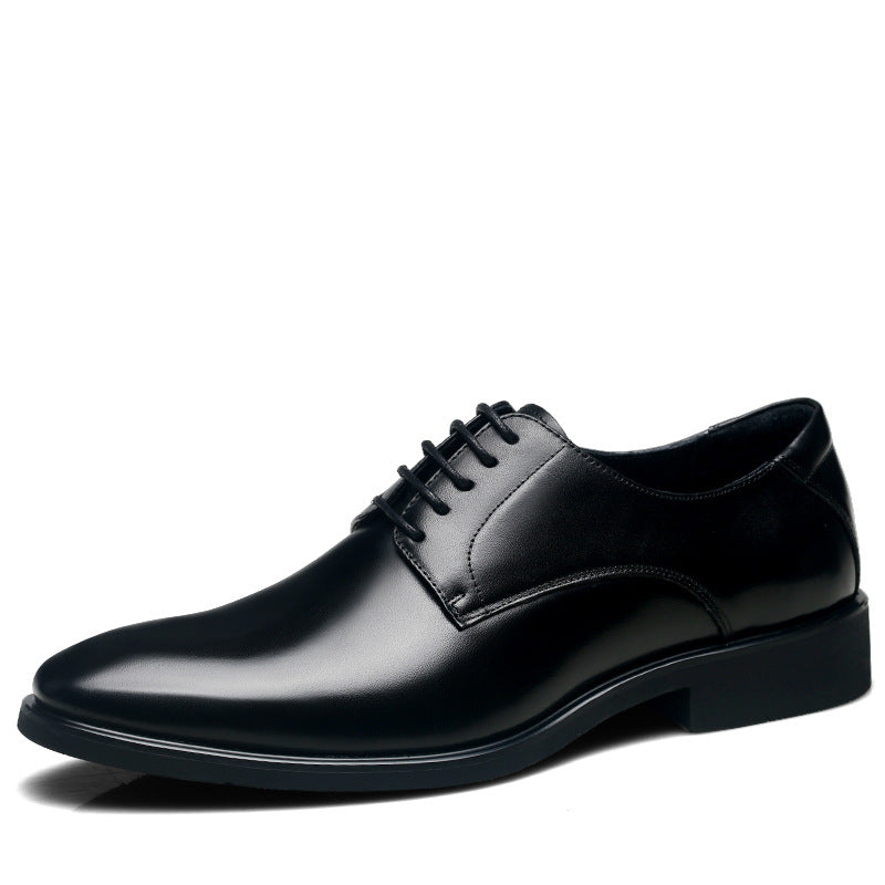 Men's Pointed Black British Trend Plus Size Leather Shoes