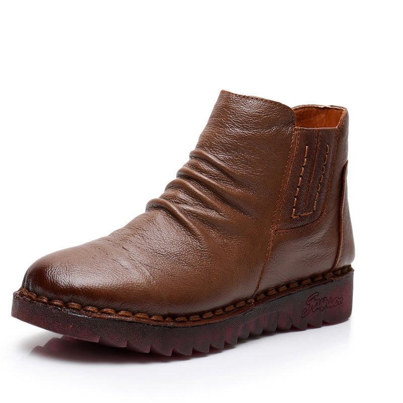 Women's Genuine Soft Soled Flats Short Female Fleece-lined Mother Boots