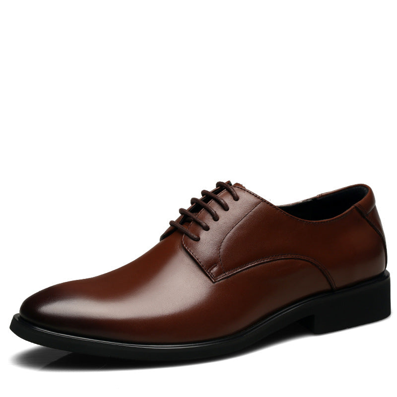 Men's Pointed Black British Trend Plus Size Lace Men's Business Leather Shoes