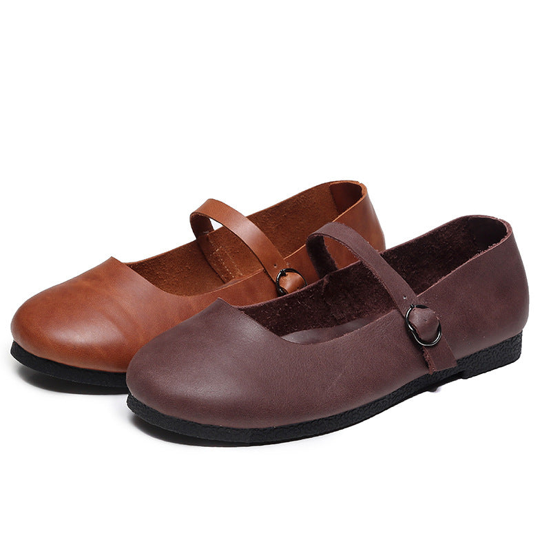 Women's Crafts Genuine First Layer Cowhide Low-cut Casual Shoes
