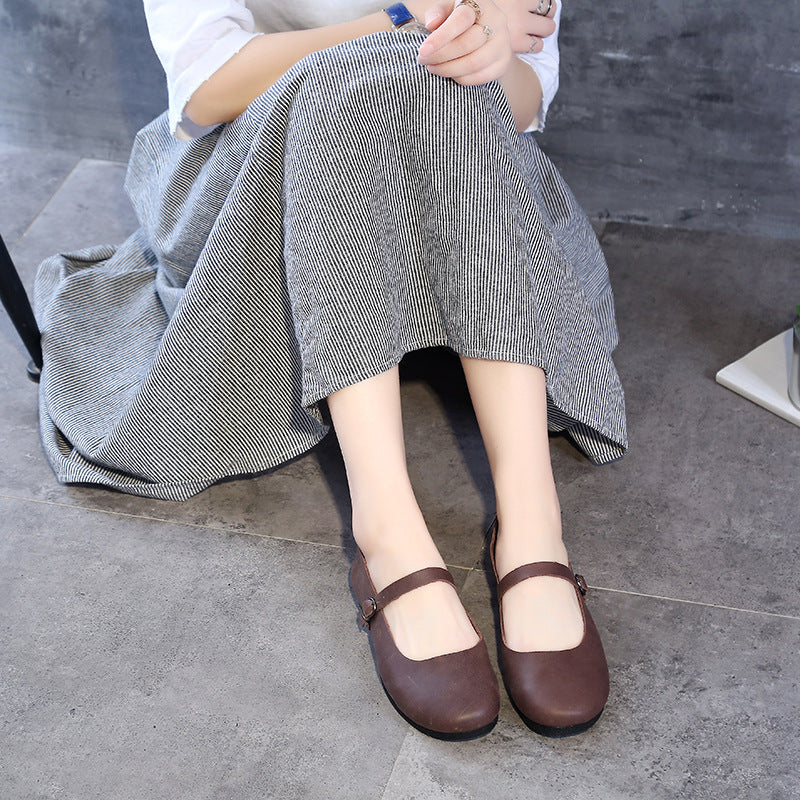 Women's Crafts Genuine First Layer Cowhide Low-cut Casual Shoes