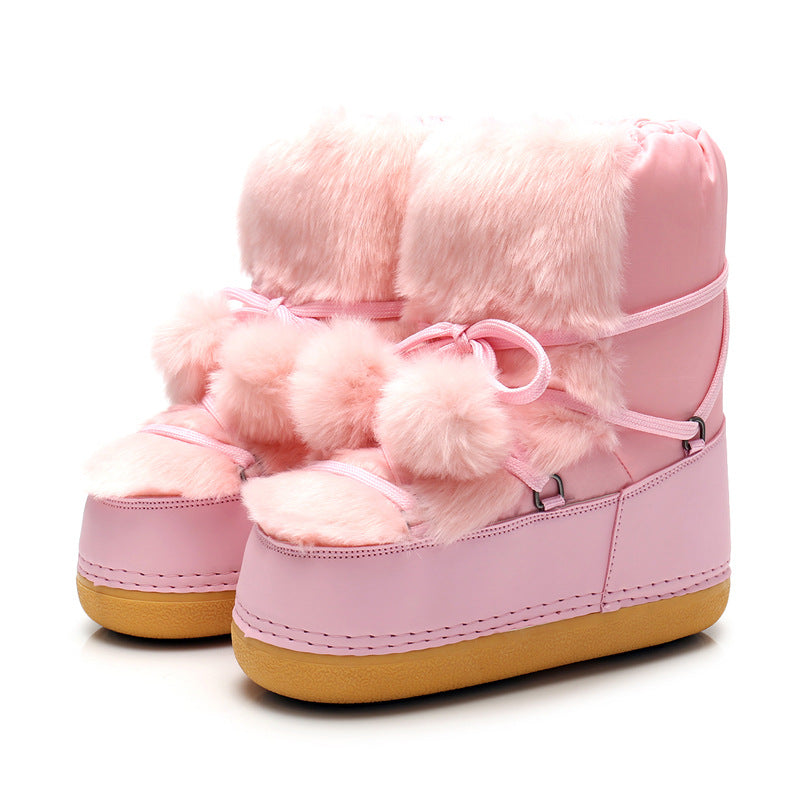 Women's Ball Short Fur Space Cotton Snow Boots