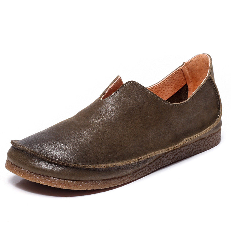 Women's Top Layer Cowhide Artistic Mori Soft Bottom Casual Shoes