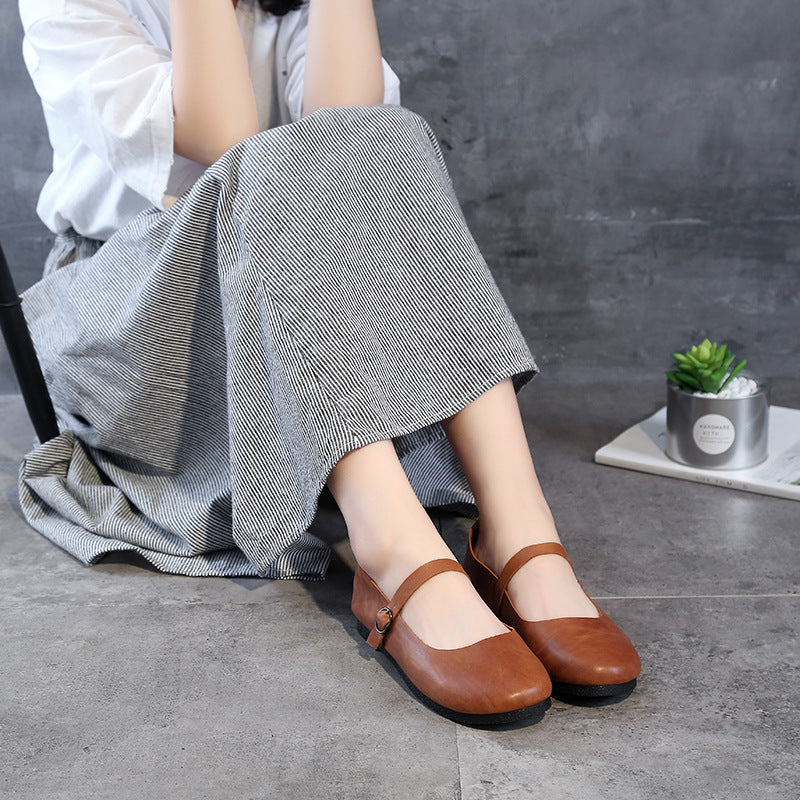 Women's Crafts Genuine First Layer Cowhide Low-cut Casual Shoes