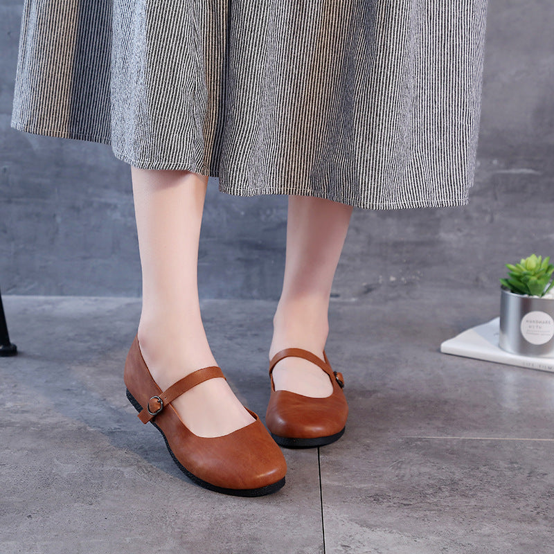 Women's Crafts Genuine First Layer Cowhide Low-cut Casual Shoes