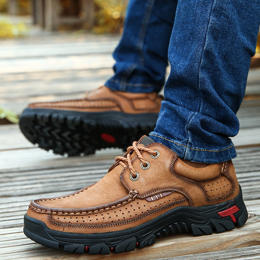 Men's Four Summer Genuine Plus Size Handmade Leather Shoes