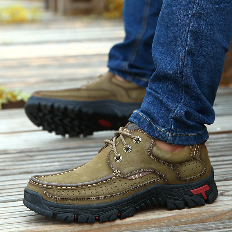 Men's Four Summer Genuine Plus Size Handmade Leather Shoes