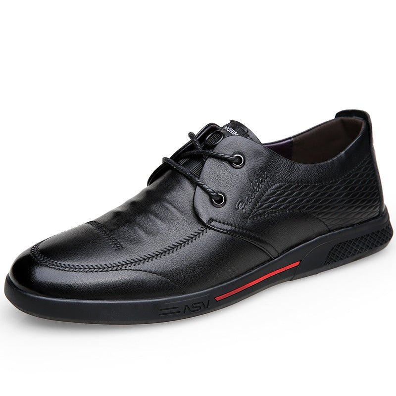 Men's Top Layer Cowhide Round Head Breathable Casual Shoes