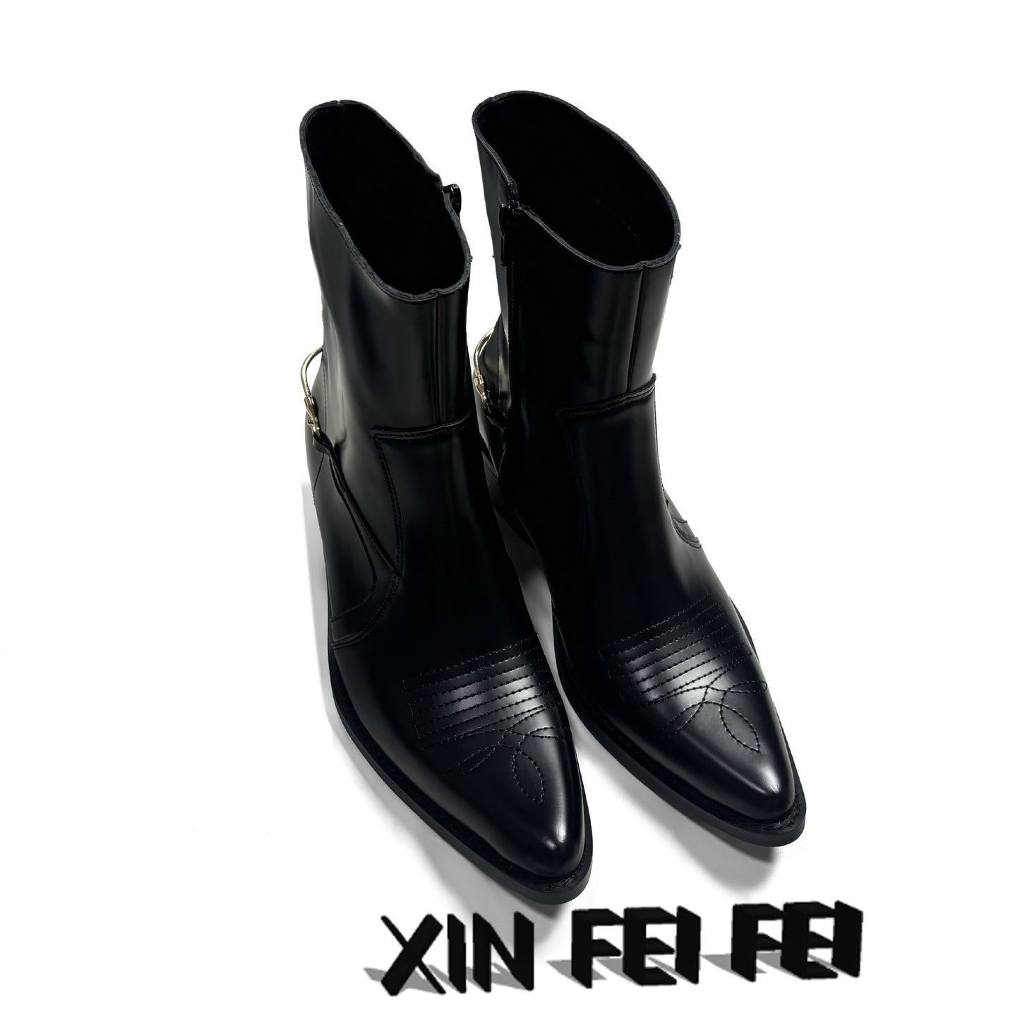 Men's Chelsea Black Personalized Fashion Side Zip Boots