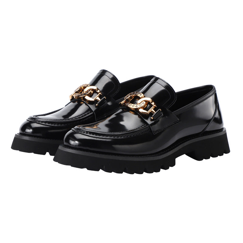 Men's Style Metal Buckle Pumps Platform Business Leather Shoes