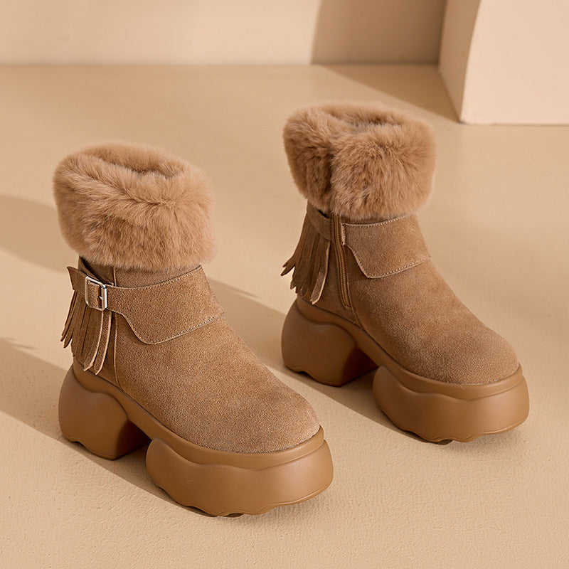 Women's Fur Thick Bottom Mulberry For Winter Short Boots