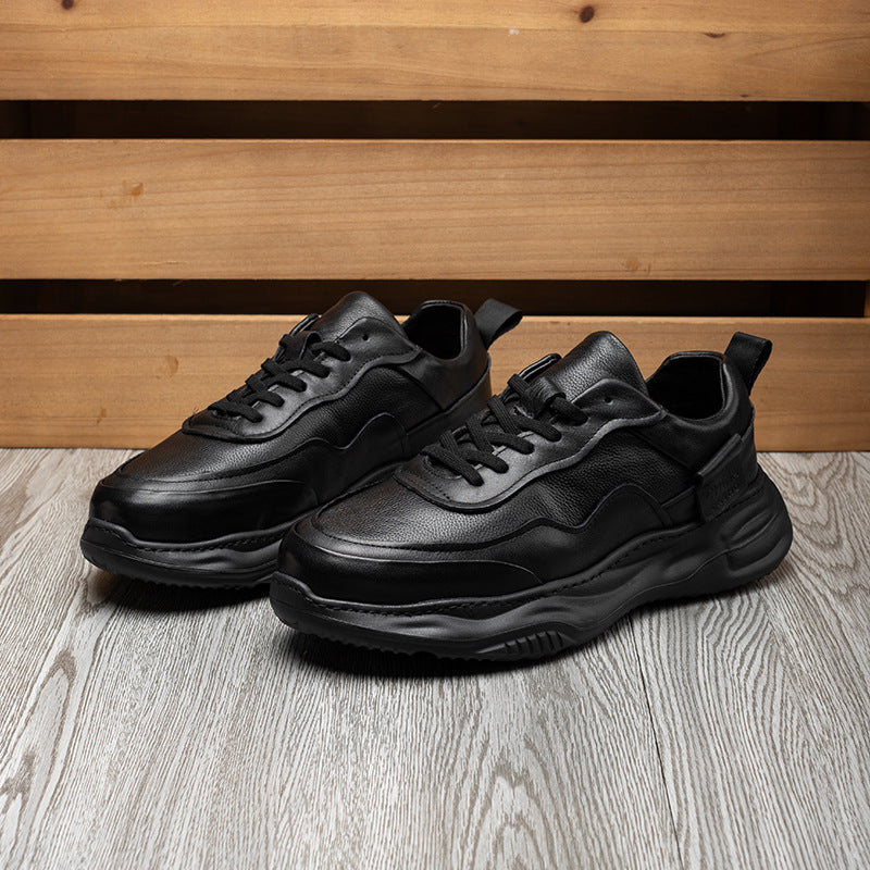 Men's Classy Comfortable Black Genuine Thick-soled Leather Shoes