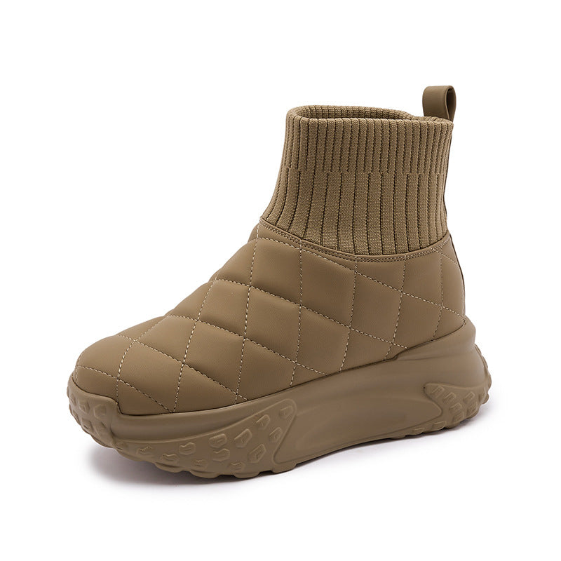 Women's Height Increasing Insole Cotton Fleece-lined Platform Snow Boots