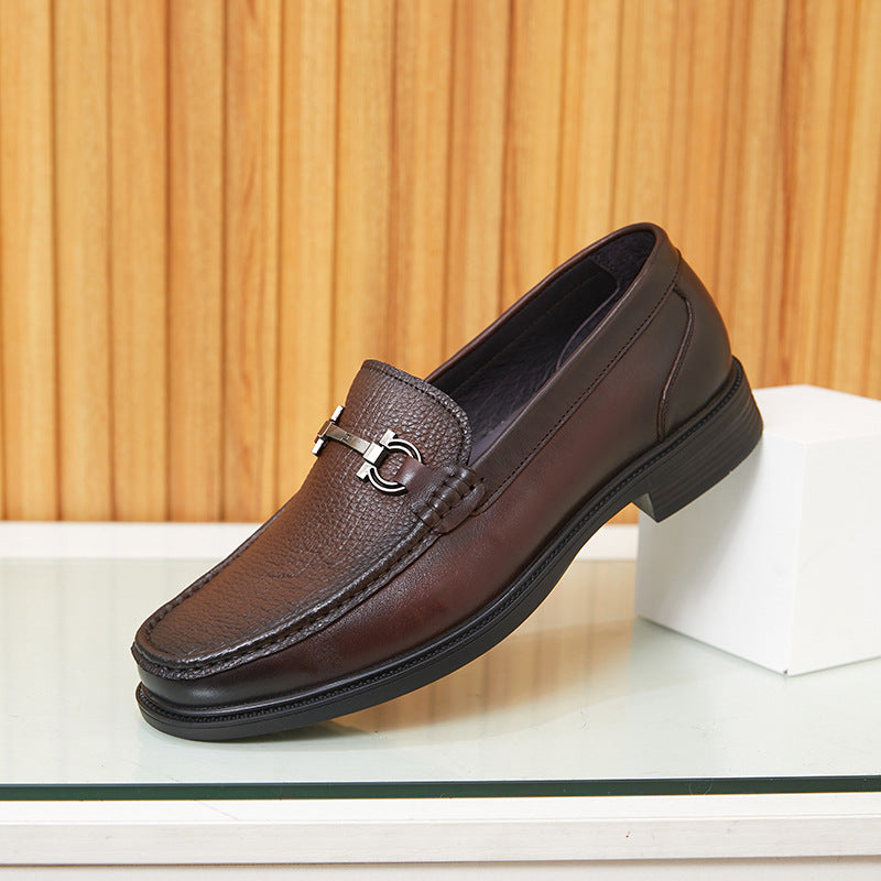 Men's Autumn Genuine Slip On Business Low Comfortable Leather Shoes