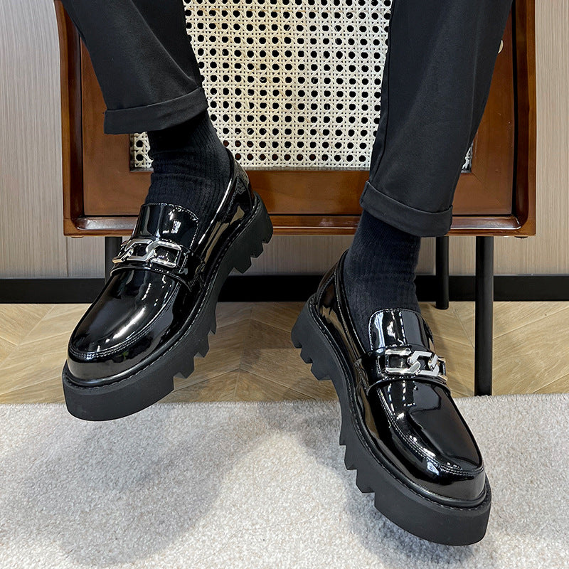 Men's British Retro Round Toe Brogue Platform Casual Shoes