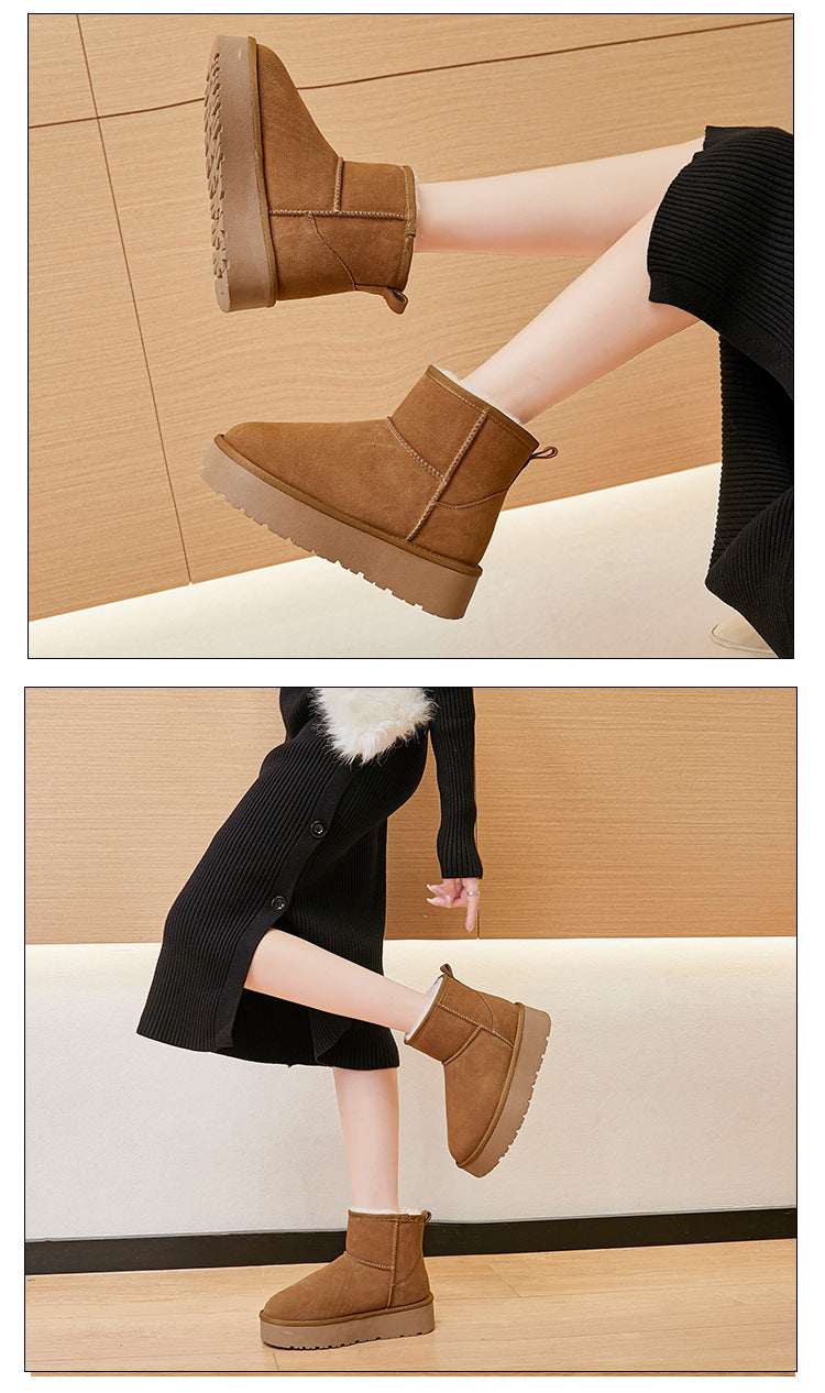 Women's Thickened Real Warm Height Increasing Insole Women's Snow Boots