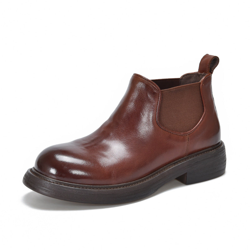 Women's British Style Retro Chelsea Short Washed Boots