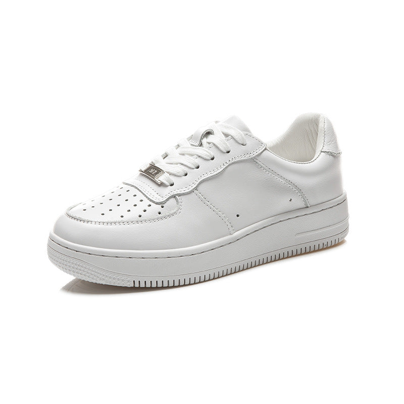 Women's Cowhide Easy Wear Air Force Thick Sole Pure Genuine Board Women's Casual Shoes