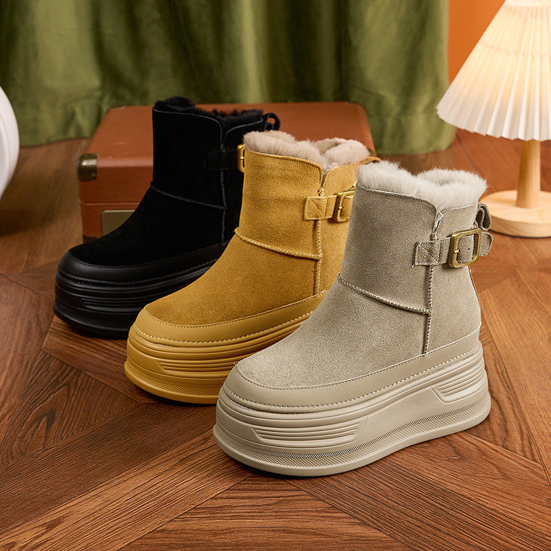 Women's Increasing Insole Winter Thick-soled Small Short Real With Snow Boots