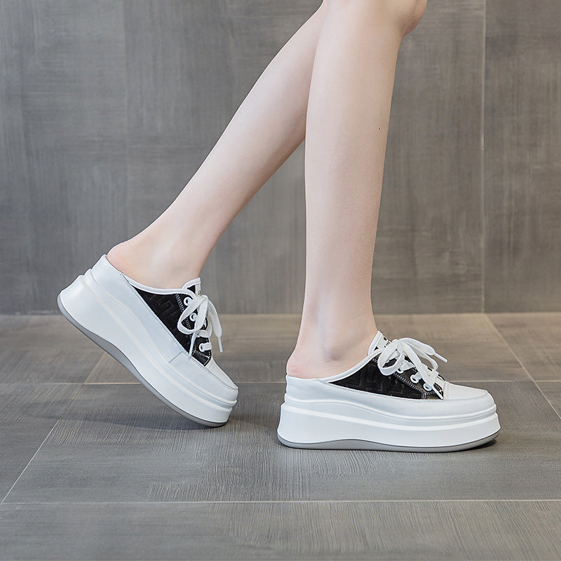 Women's Cap Half Mesh Breathable Outer Wear Slippers