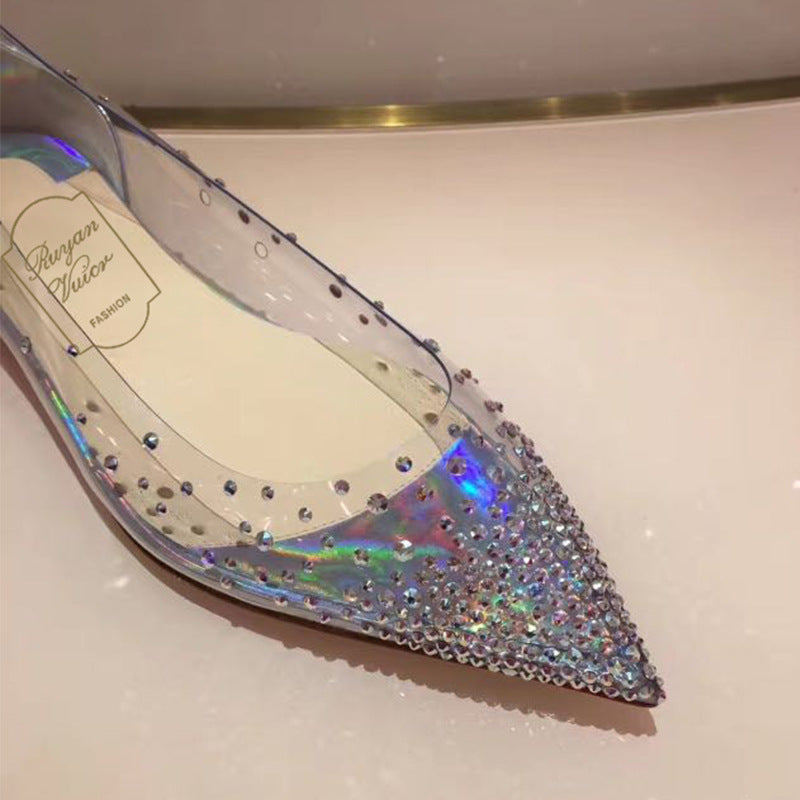 Women's Flat Pointed Toe Crystal Starry Sier Women's Shoes